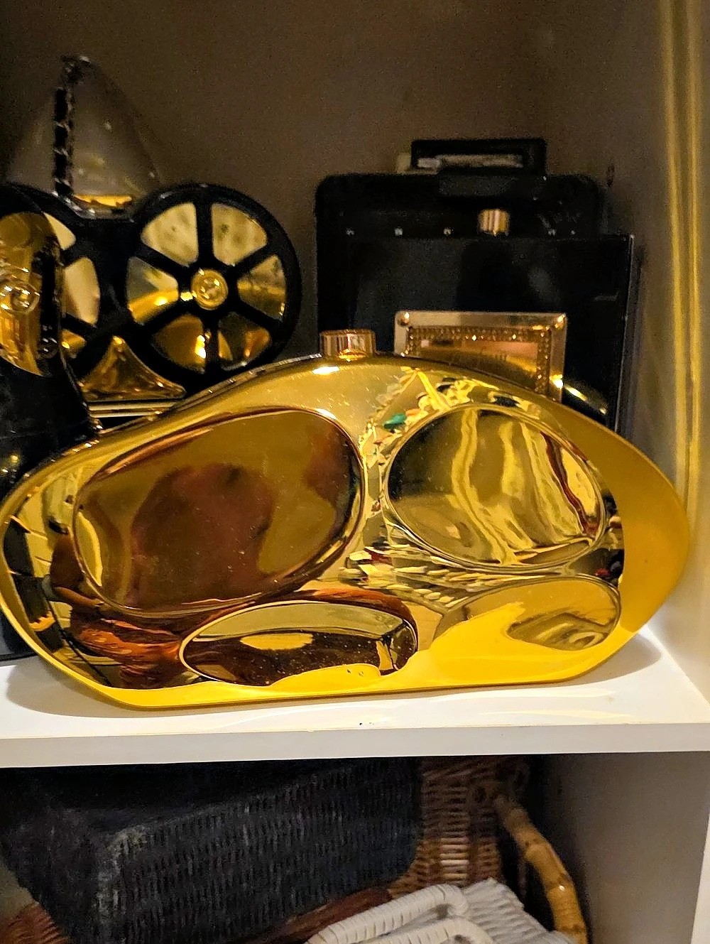 Gold Sculptural Clutch ( Broken At The Bottom )